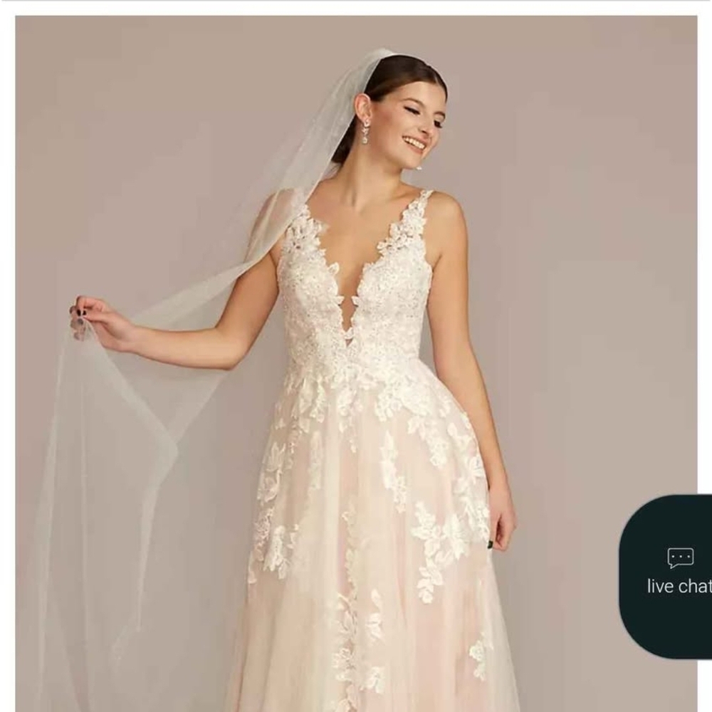 Oleg Cassini Ivory Lace A-Line Wedding Dress